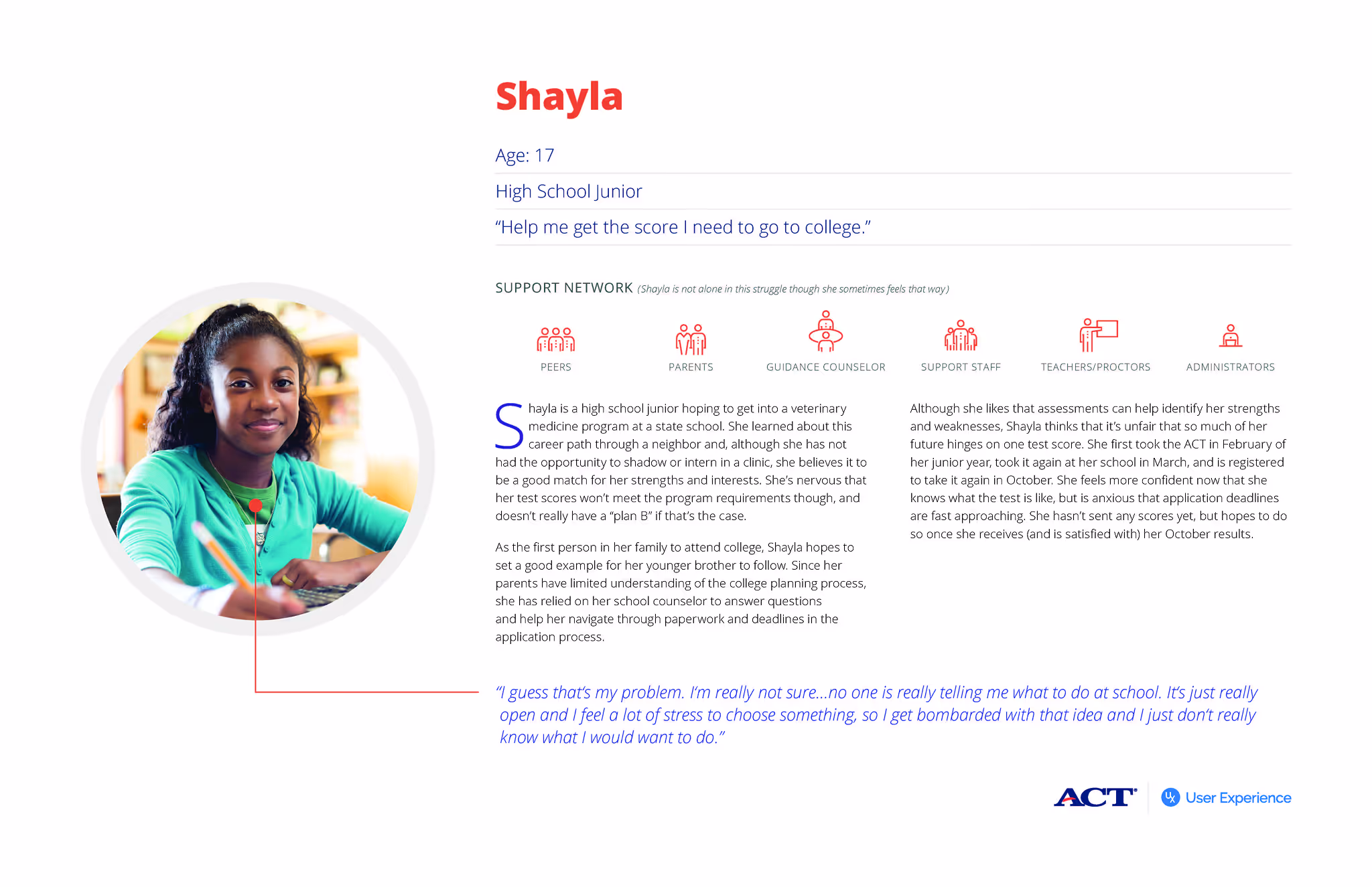 ACT student persona journey