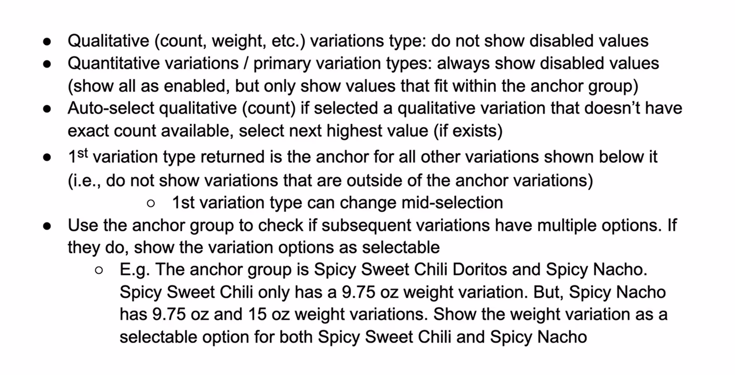 Hy-Vee variation rules defining product attribute behavior and conflict resolution
