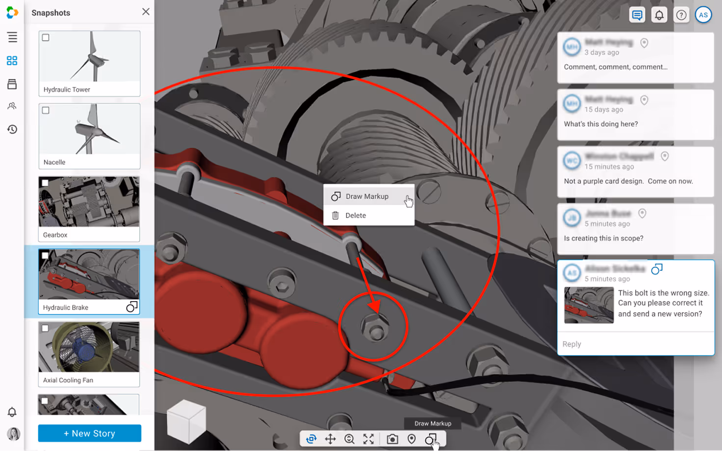 Vertex 3D collaboration interface with model review, comments, and collaborative markup.
